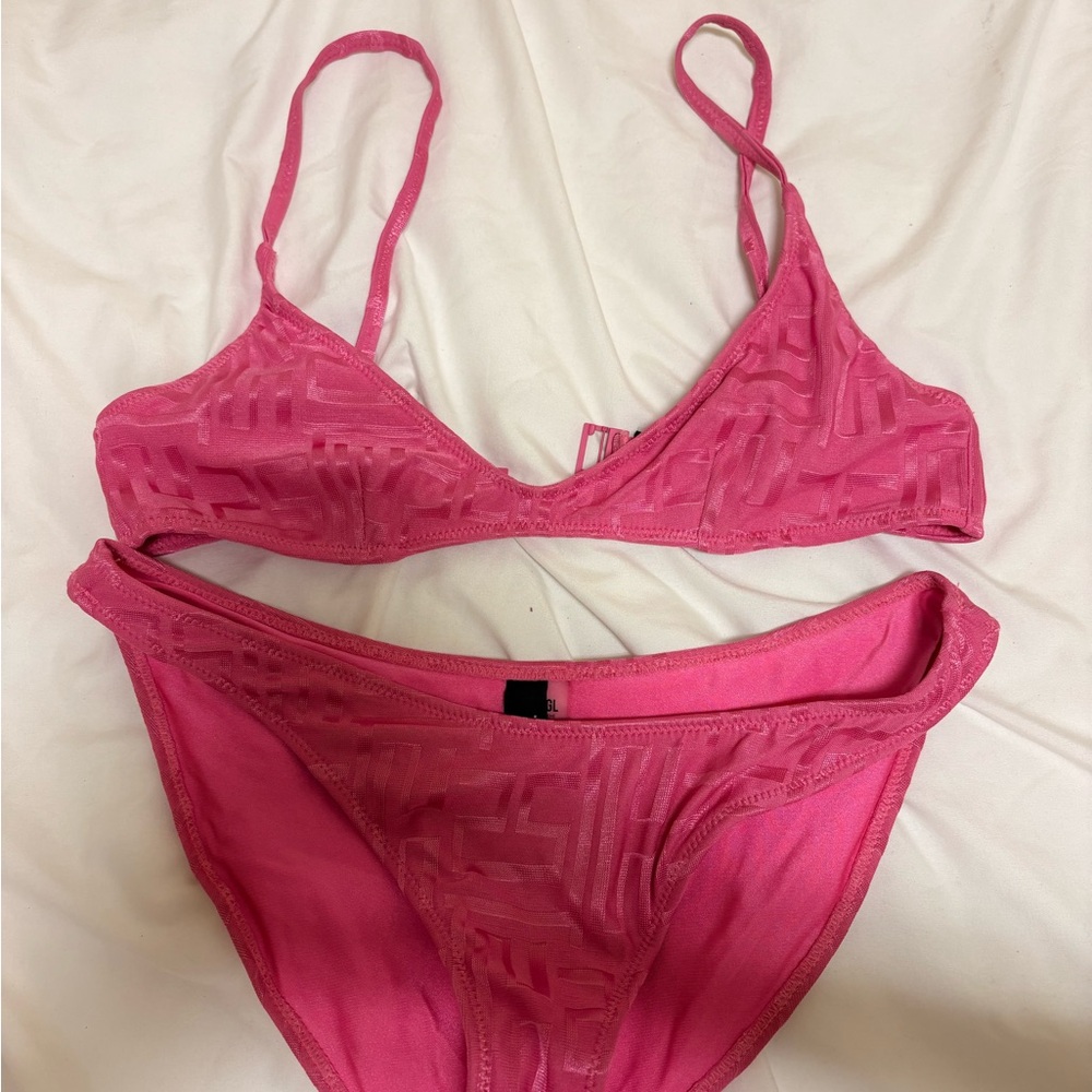 triangl swimwear Hot Pink Mesh Bralette & Brief Bikini Set